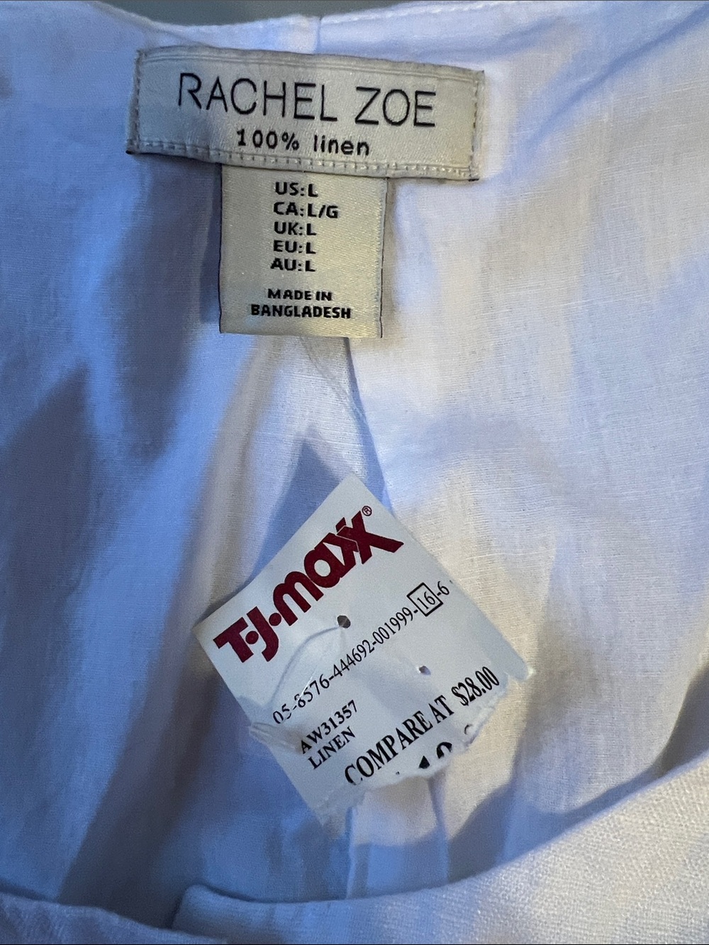 Rachel Zoe White Linen Button-Front Sleeveless Top Large - Picture 3 of 6